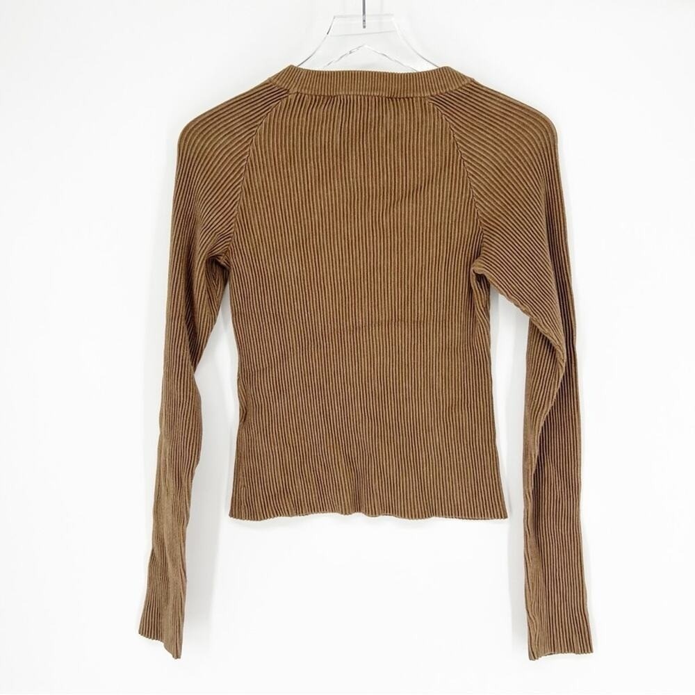 The Fifth Label Women's Cut Out Ribbed Knit Cut Out Sweater XS Dark Tan - Picture 3 of 6